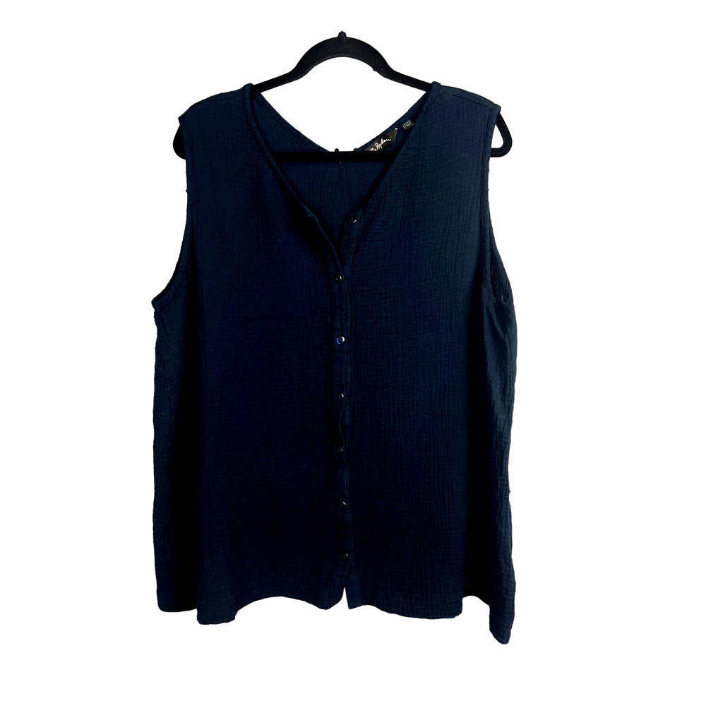 Ulla Popken 100% Cotton Button Down Tank Top Size 20/22
